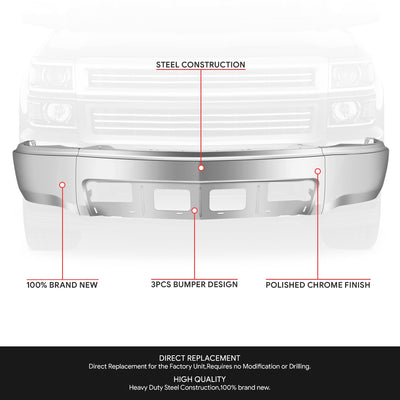 Modular Style Front Bumper (w/o Fog Lamps Holes) <br>14-15 Chevy Silverado 1500