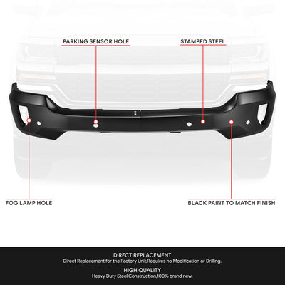 Modular Style Front Bumper (w/Fog Light Holes) <br>16-19 Chevy Silverado 1500 LD