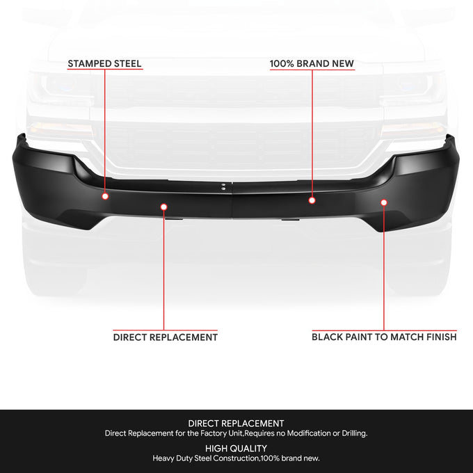 Modular Style Front Bumper (w/o Fog Light Holes) <br>16-19 Chevy Silverado 1500 LD