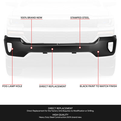 Modular Style Front Bumper (w/Fog Light Holes) <br>16-19 Chevy Silverado 1500 LD