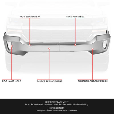 Modular Style Front Bumper (w/Fog Light Holes) <br>16-19 Chevy Silverado 1500 LD