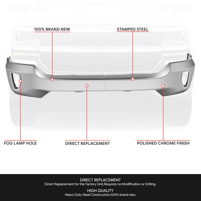 Modular Style Front Bumper (w/Fog Light Holes) <br>16-19 Chevy Silverado 1500 LD