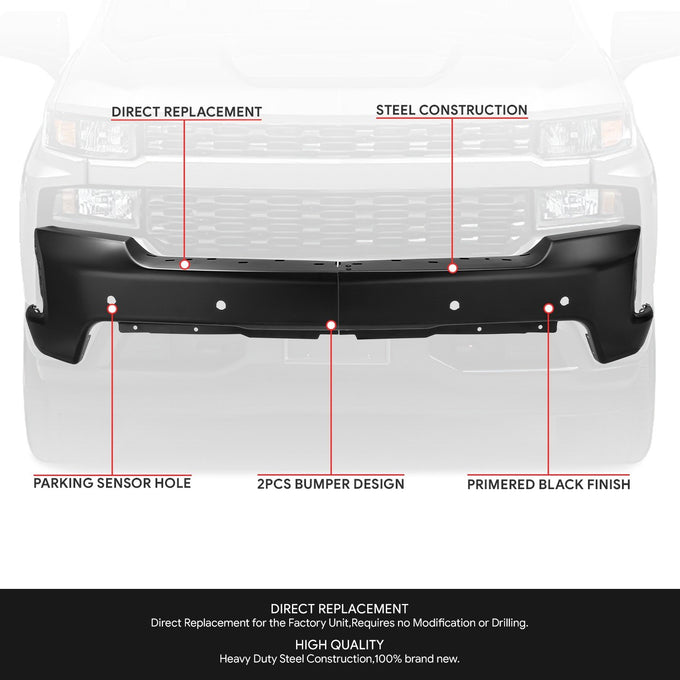 Modular Style Front Bumper w/ Parking Sensor Holes <br>19-21 Chevy Silverado 1500, 2022 LTD