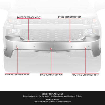 Modular Style Front Bumper w/ Parking Sensor Holes<br>19-21 Chevy Silverado 1500, 2022 LTD