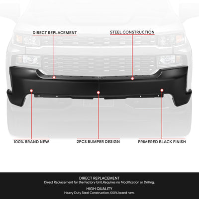 Modular Style Front Bumper w/o Parking Sensor Holes <br>19-21 Chevy Silverado 1500, 2022 LTD