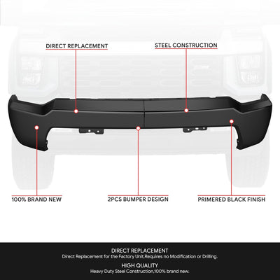 Modular Style Front Bumper w/o Parking Sensor Holes <br>20-23 Chevy Silverado 2500 3500 HD
