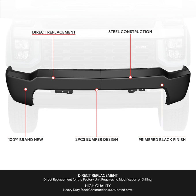 Modular Style Front Bumper w/o Parking Sensor Holes <br>20-23 Chevy Silverado 2500 3500 HD