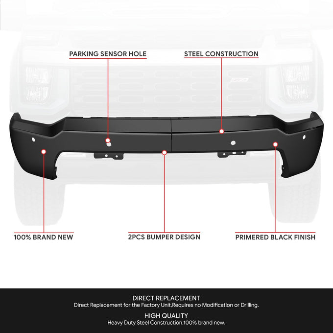 Modular Style Front Bumper w/ Parking Sensor Holes <br>20-23 Chevy Silverado 2500 3500 HD