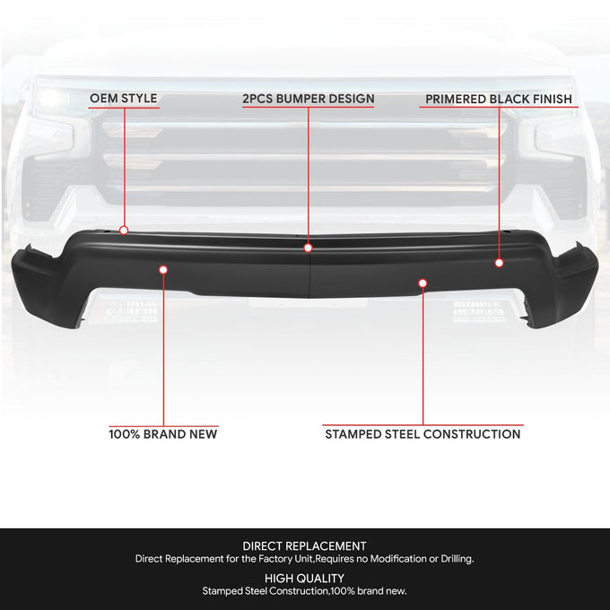 Modular Style Front Bumper w/o Park Assist <br>22-25 Chevy Silverado 1500