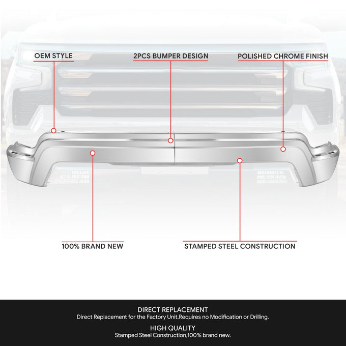 Modular Style Front Bumper w/o Park Assist <br>22-25 Chevy Silverado 1500