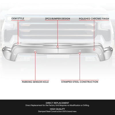 Modular Style Front Bumper w/ Park Assist <br>22-25 Chevy Silverado 1500