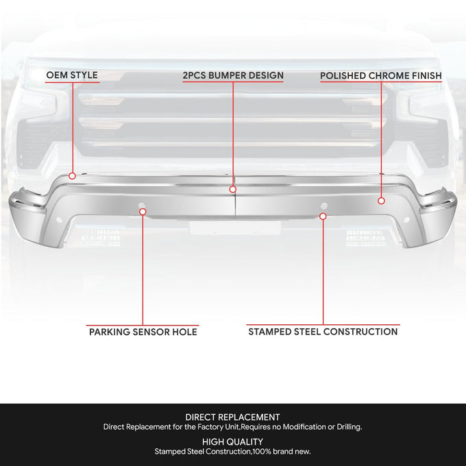 Modular Style Front Bumper w/ Park Assist <br>22-25 Chevy Silverado 1500