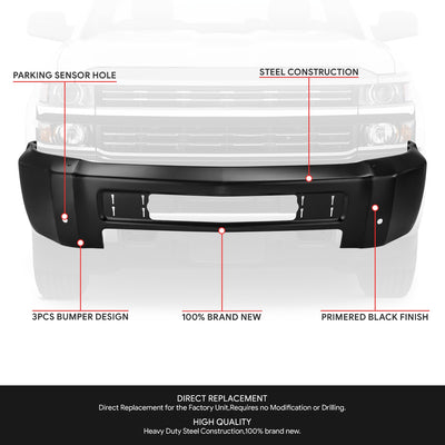 Modular Style Front Bumper w/ Parking Sensor Holes<br>15-19 Chevy Silverado 2500 3500 HD