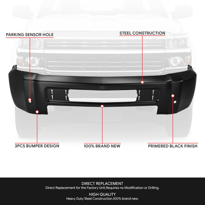 Modular Style Front Bumper w/ Parking Sensor Holes<br>15-19 Chevy Silverado 2500 3500 HD