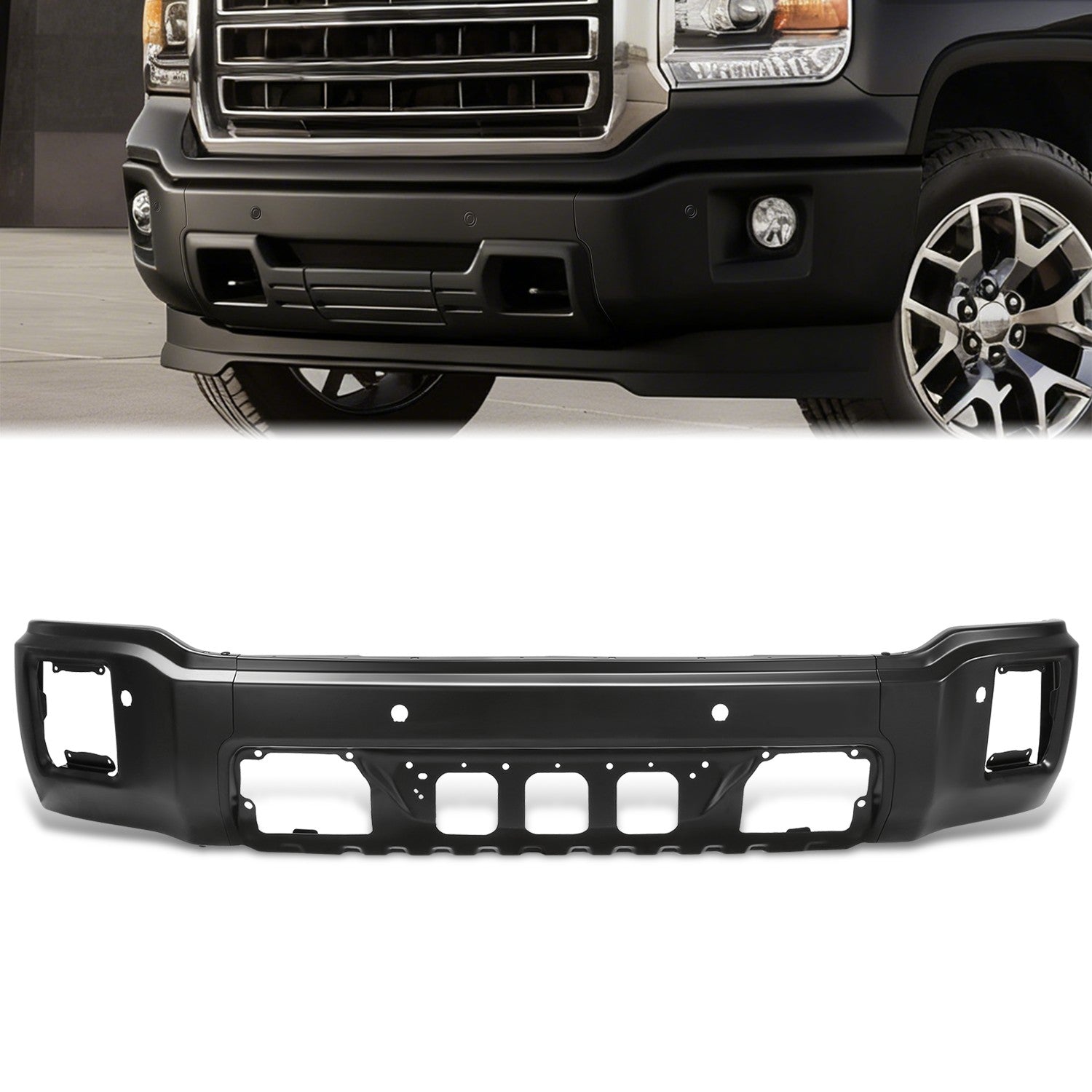 Modular Style Primered Black Front Bumper Face Bar<br>14-15 GMC Sierra 1500