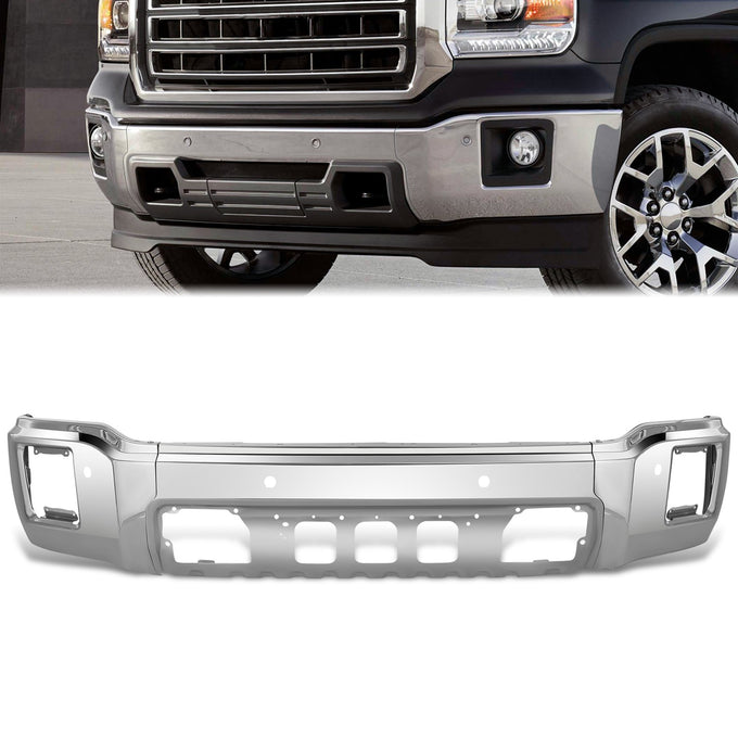 Modular Style Polished Chrome Front Bumper Face Bar<br>14-15 GMC Sierra 1500