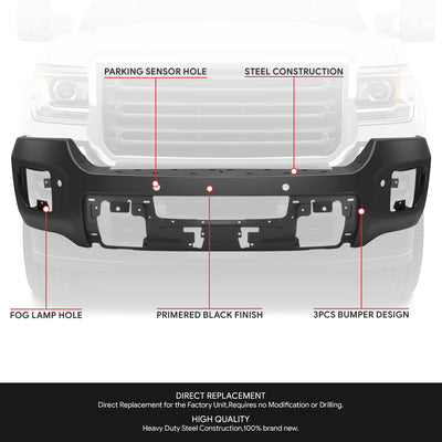 Modular Style Front Bumper w/ Parking Sensor Holes<br>15-19 GMC Sierra 2500 3500 HD