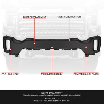 Modular Style Front Bumper w/o Parking Sensor Holes<br>20-23 GMC Sierra 2500 3500 HD