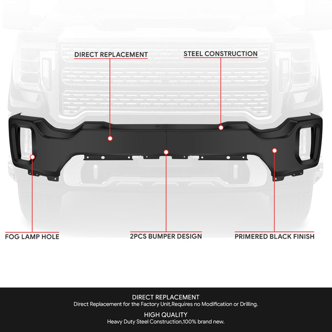 Modular Style Front Bumper w/o Parking Sensor Holes<br>20-23 GMC Sierra 2500 3500 HD