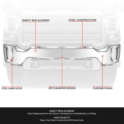 Modular Style Front Bumper w/o Parking Sensor Holes <br>20-23 GMC Sierra 2500 3500 HD