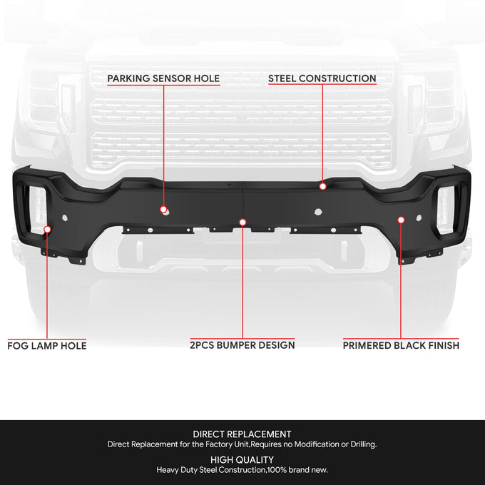 Modular Style Front Bumper w/ Parking Sensor Holes<br>20-23 GMC Sierra 2500 3500 HD
