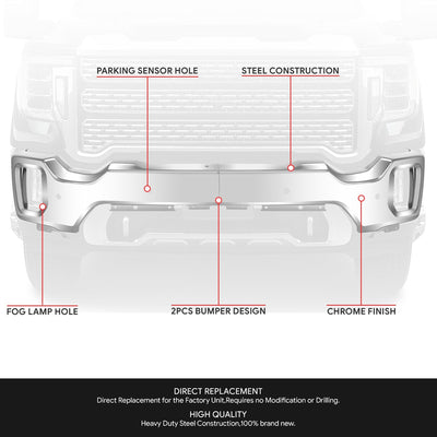 Modular Style Front Bumper w/ Parking Sensor Holes <br>20-23 GMC Sierra 2500 3500 HD
