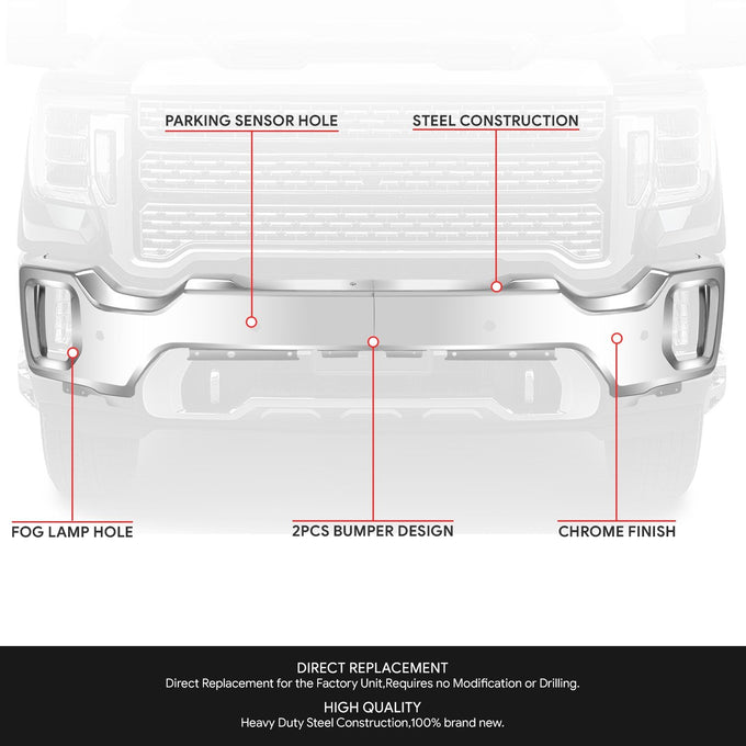 Modular Style Front Bumper w/ Parking Sensor Holes <br>20-23 GMC Sierra 2500 3500 HD