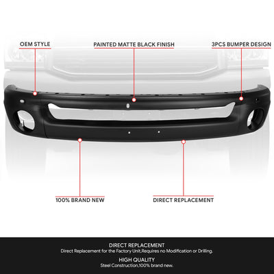 Modular Style Primered Black Front Bumper Face Bar<br>02-08 Dodge RAM 1500,03-05 RAM 2500 RAM 3500
