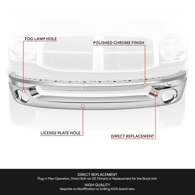 Front Bumper Face Bar (W/Fog Lights, w/o Bracket) <br> 02-08 Dodge Ram 1500 2500 3500