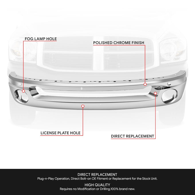 Front Bumper Face Bar (W/Fog Lights, w/o Bracket) <br> 02-08 Dodge Ram 1500 2500 3500