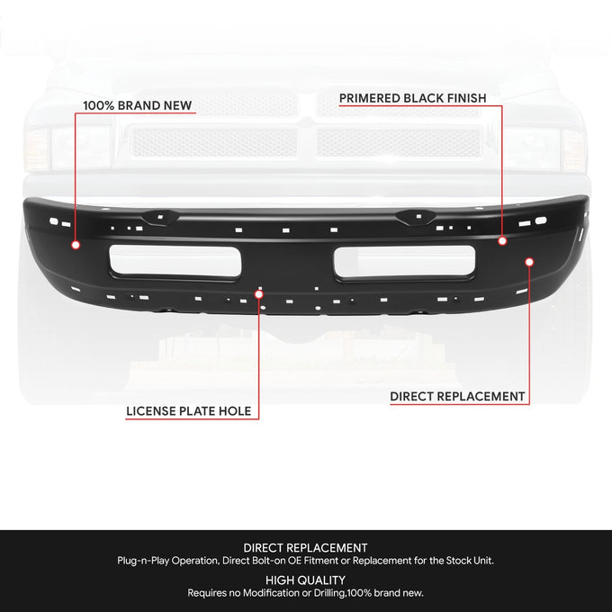 Front Bumper Face Bar <br> 94-95 Dodge Ram 1500 2500 3500