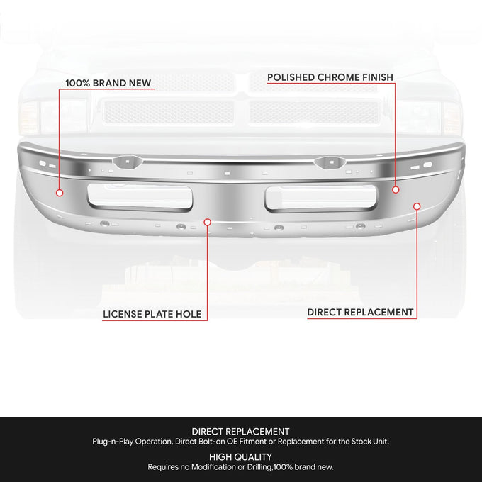 Front Bumper Face Bar <br> 94-95 Dodge Ram 1500 2500 3500