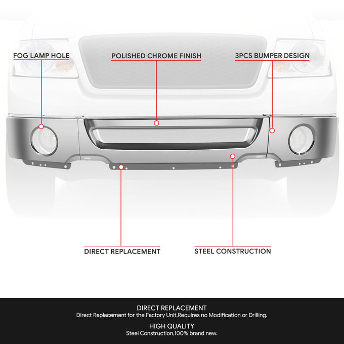 Modular Style Front Bumper Face Bar w/ Fog Lamps<br>06-08 Ford F-150