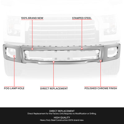 Modular Style Front Bumper (w/Fog Lamps Holes) <br>15-17 Ford F-150