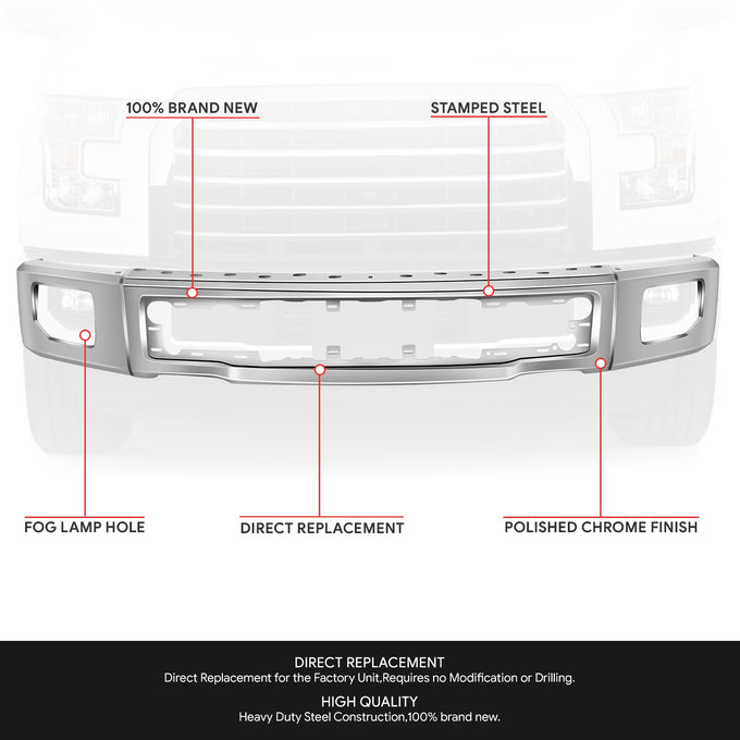 Modular Style Front Bumper W/ Fog Lamp Cutouts<br>15-17 Ford F-150