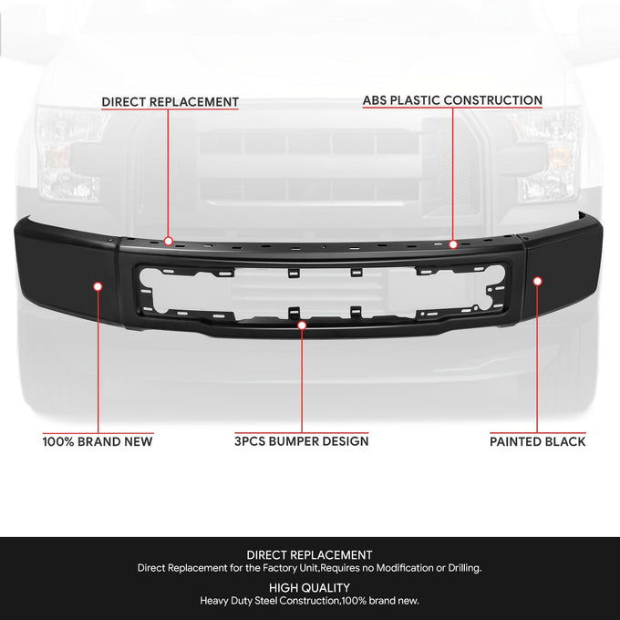 Modular Style Front Bumper w/o Fog Light Cutouts <br> 21-23 Ford F-150