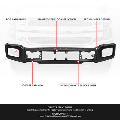 Modular Style Front Bumper w/ Fog Light Cutout<br>18-20 Ford F-150