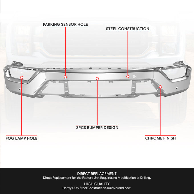 Modular Style Front Bumper Face Bar <br> 21-23 Ford F-150