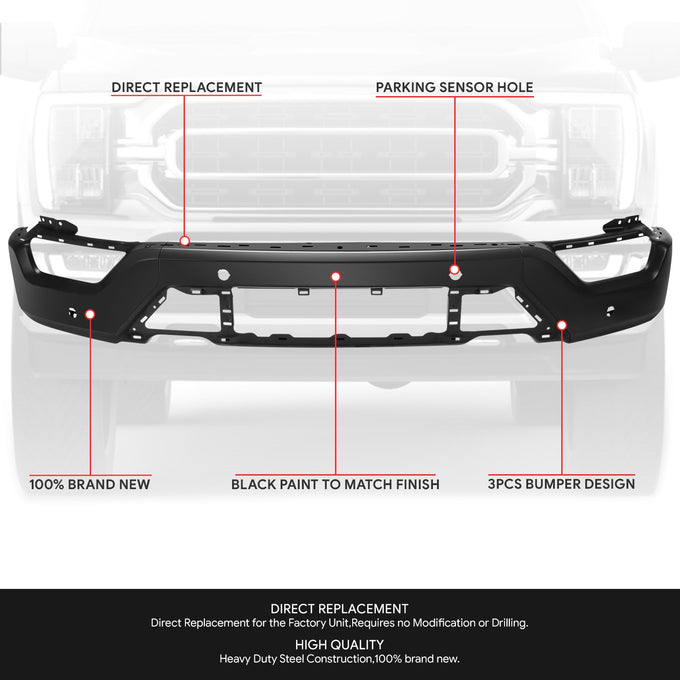 Modular Style Front Bumper w/ Parking Distance Holes<br>21-23 Ford F-150