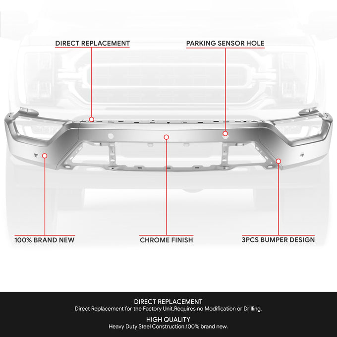 Modular Style Front Bumper w/ Parking Distance Holes<br>21-23 Ford F-150