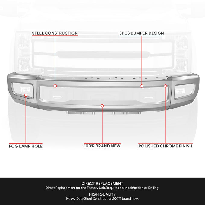 Modular Style Front Bumper (w/o Parking Assist) <br>16-19 GMC Sierra 1500 Limited