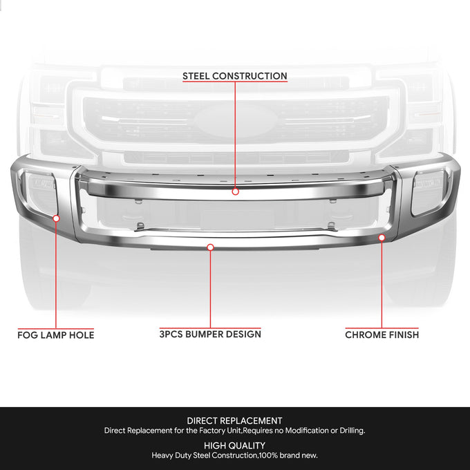 Modular Style Face Bar w/Fog Lamp Hoies <br> 20-22 Ford F-250 F-350 Super Duty