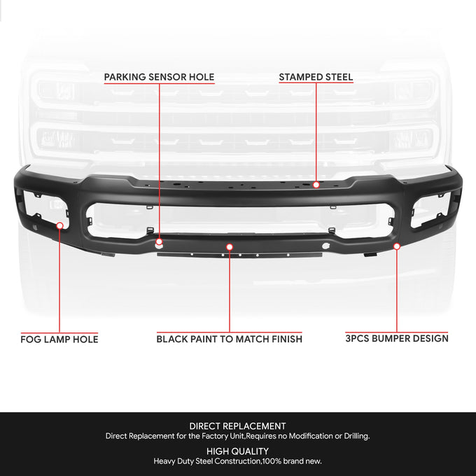 Modular Style Front Bumper W/ Fog Lamp Cutouts<br>23-26 Ford F-250 F-350 Super Duty