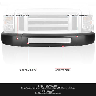 Modular Style Black Steel Bumper Face Bar<br>08-14 Ford E-150 E-250,15-19 E-350 E-450