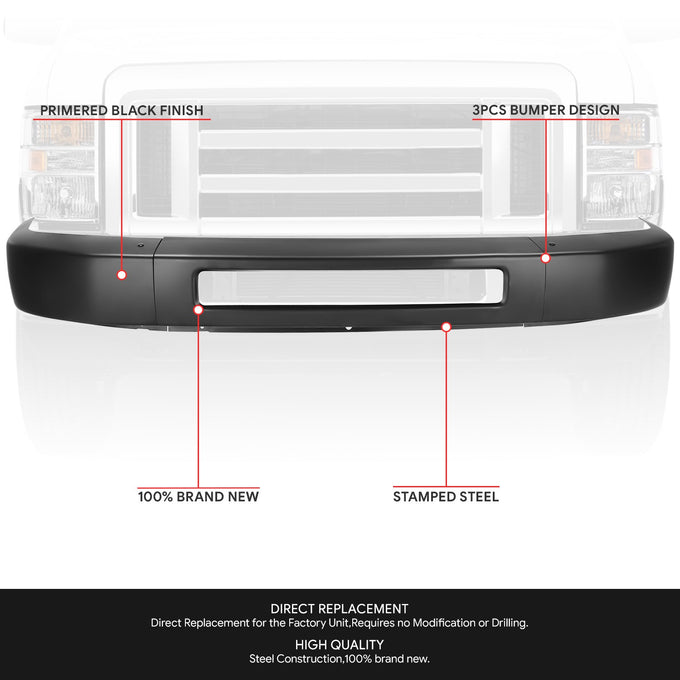 Modular Style Black Steel Bumper Face Bar<br>08-14 Ford E-150 E-250,15-19 E-350 E-450
