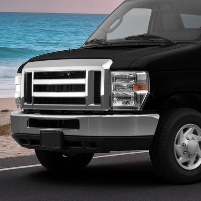 Modular Style Chrome Front Bumper Face Bar<br>08-14 FORD E-150,09-19 E-250 E-350 E-450