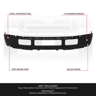 Front Bumper Face Bar (w/o Fender Flare Holes) <br> 05-07 Ford F-250 F-350 Super Duty