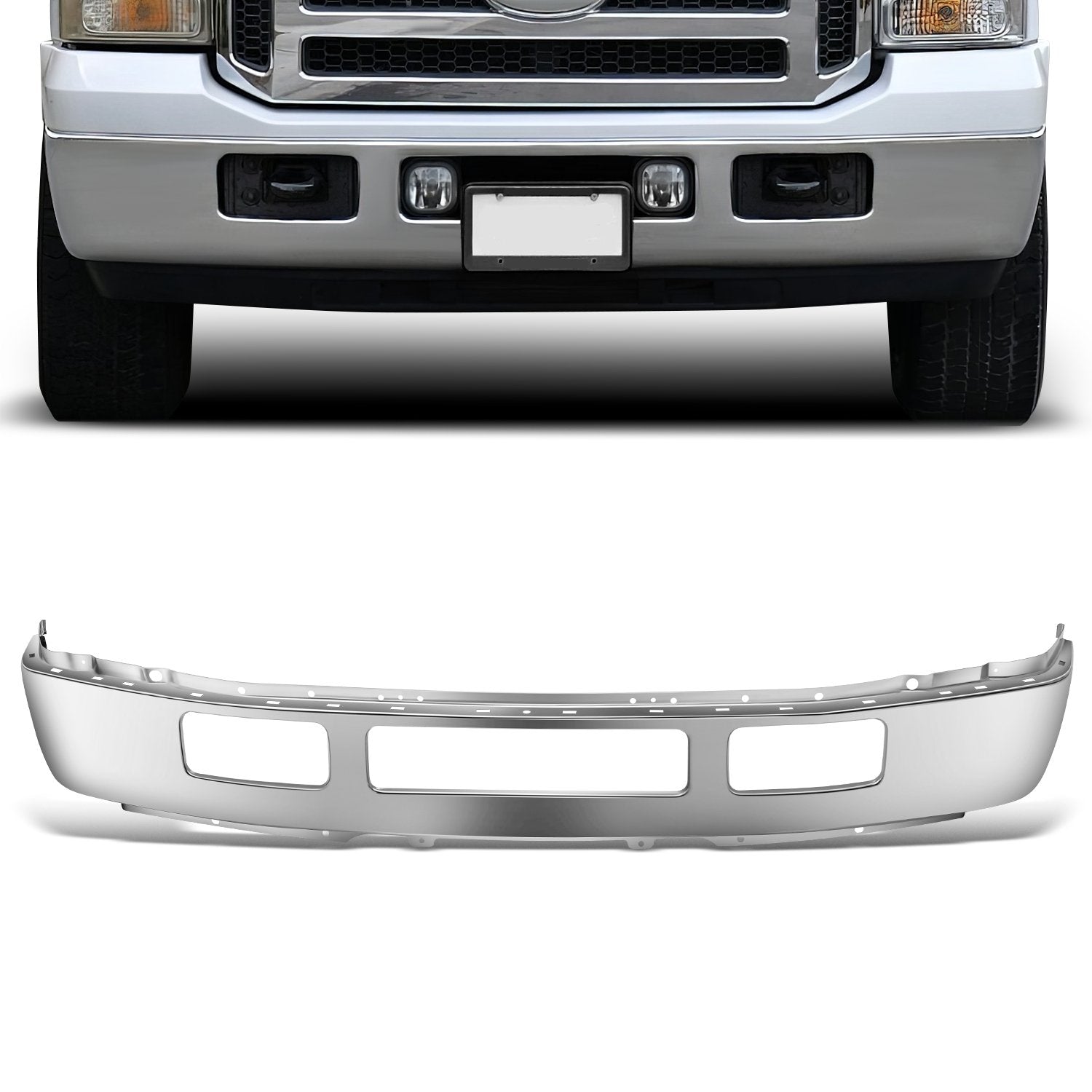 Front Bumper Face Bar (w/o Fender Flare Holes) <br> 05-07 Ford F-250 F-350 Super Duty
