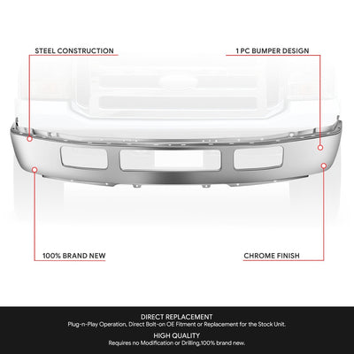 Front Bumper Face Bar (w/o Fender Flare Holes) <br> 05-07 Ford F-250 F-350 Super Duty