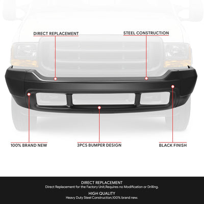 Modular Style Front Bumper w/o Molding Holes <br>00-04 Ford F-250 F-350 Super Duty